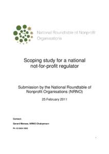 National Roundtable of Nonprofit Organisations submission in response to the Scoping Study for a National Not-For-Profit Regulator consultation paper