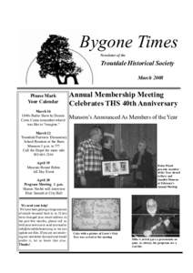 Bygone Times Newsletter of the Troutdale Historical Society March 2008