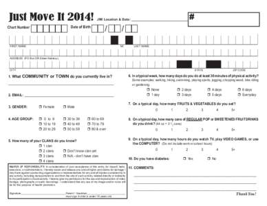Just Move It 2014!  JMI Location & Date: ______________________________ Date of Birth