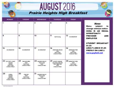 Prairie Heights High Breakfast News Staff Training  NO BREAKFAST