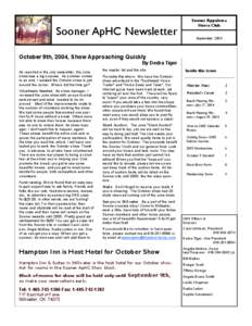 Sooner ApHC Newsletter  Sooner Appaloosa Horse Club September, 2004