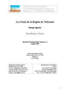 Interaction between Migration, Land & Water Management and Resource Exploitation in the Oases of the Maghreb