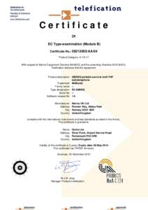 Certificate Of EC Type-examination (Module B) Certificate No.: AA/04 Product Category: AWith respect to Marine Equipment DirectiveEC and the amending DirectiveEU,