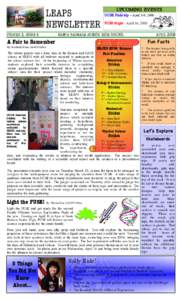 LEAPS NEWSLETTER VOLUME 2, ISSUE 5 UPCOMING EVENTS UCSB Field trip - April 8-9, 2008