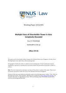 Microsoft Word - Dan W Puchniak--Multiple Faces of Shareholder Power in Asia UPDATED 15 Jul 14.docx