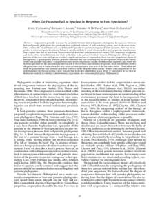 Syst. Biol. 52(1):37–47, 2003 DOI:  When Do Parasites Fail to Speciate in Response to Host Speciation? K EVIN P. J OHNSON,1 R ICHARD J. ADAMS ,2 R ODERIC D. M. PAGE,3