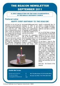 THE BEACON NEWSLETTER SEPTEMBER 2011 A JOINT NEWSLETTER FOR THE FOUR CONGREGATIONS OF THE BEACON METHODIST CHURCH  Pastoral Letter