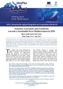 Scenarios Assessment and Transitions towards a Sustainable Euro-Mediterranean in 2030 Rym Ayadi and Carlo Sessa Policy Paper No. 9 / July 2013 In the aftermath of the 2011 Arab uprisings in the southern and eastern Medit