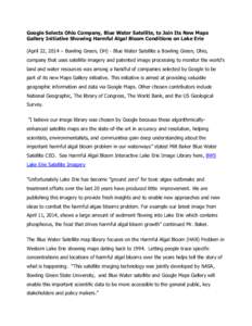 Aquatic ecology / Algae / Biological oceanography / Algal bloom / Lake Erie / Google Maps / Satellite imagery / Microcystin / Lake / Water / Software / Fisheries