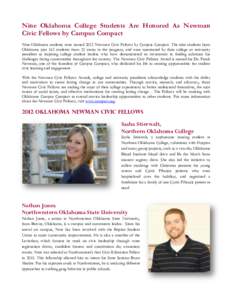 6 Oklahoma College Students Are Honored As Newman Civic Fellows by Campus Compact