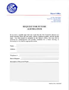 City Council Agenda Suggestion Form
