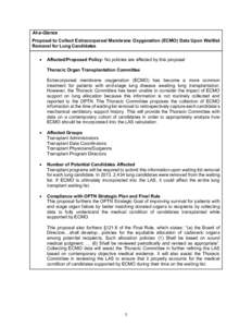 Proposal to Collect Extracorporeal Membrane Oxygenation (ECMO) Data Upon Waitlist Removal for Lung Candidates