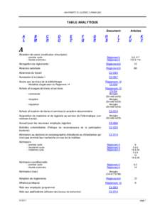 UNIVERSITÉ DU QUÉBEC À RIMOUSKI  TABLE ANALYTIQUE Document  A