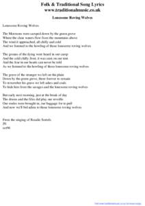 Folk & Traditional Song Lyrics - Lonesome Roving Wolves