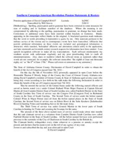 Southern Campaign American Revolution Pension Statements & Rosters Pension application of David Campbell R1637 Lucinda fn29SC Transcribed by Will Graves[removed]