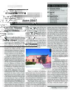 In This Issue! Featured Article Lost City Museum/St. Thomas[removed]Special