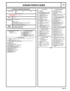 SFC  SODIUM FERROCYANIDE CAUTIONARY RESPONSE INFORMATION Common Synonyms