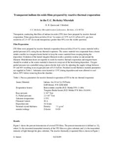 Transparent indium tin oxide films prepared by reactive thermal evaporation