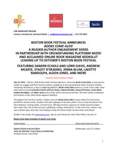 Microsoft Word - News Release_Books Come Alive_Author Live Chat Series_Partnership between Boston Book Festival and Wizeo_FINAL