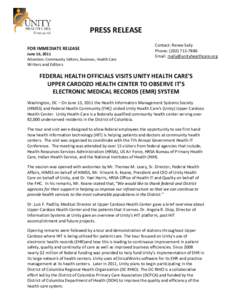 Microsoft Word - Press Release - HIMSS and FHC Visits Unity Health Care.doc