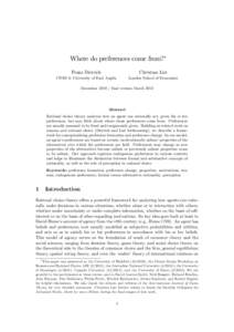 Where do preferences come from? Franz Dietrich Christian List  CNRS & University of East Anglia