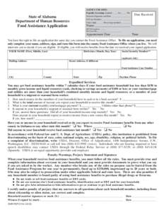 State of Alabama Department of Human Resources AGENCY USE ONLY: Expedite Screening: Entitled ____ Yes ____ No Screener Signature and Date ________________