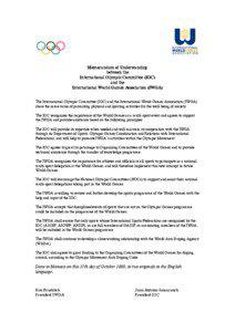 Memorandum of Understanding between the International Olympic Committee (IOC)