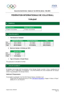 QUALIFICATION SYSTEM – GAMES OF THE XXXI OLYMPIAD – RIO[removed]FÉDÉRATION INTERNATIONALE DE VOLLEYBALL Volleyball A.