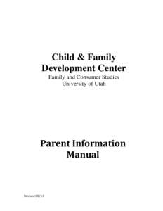 Child & Family Development Center Family and Consumer Studies University of Utah  Parent Information