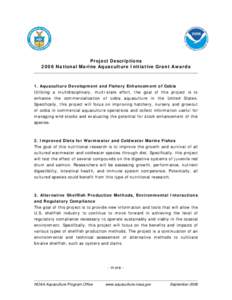 Project Descriptions for the 2006 National Marine Aquaculture Initiative Grants