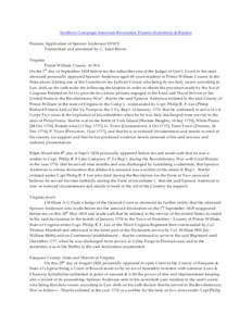 Southern Campaign American Revolution Pension Statements & Rosters Pension Application of Spencer Anderson S37672 Transcribed and annotated by C. Leon Harris Virginia Prince W illiam County to W it On the 7th day of Sept