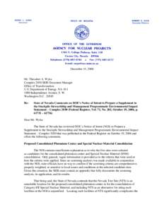 December 15, 2006  Mr. Theodore A. Wyka Complex 2030 SEIS Document Manager Office of Transformation U.S. Department of Energy, NA-10.1