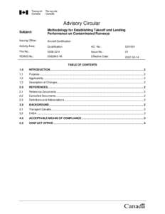 Advisory Circular Subject: Methodology for Establishing Takeoff and Landing Performance on Contaminated Runways