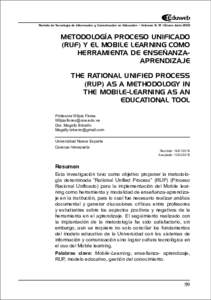 Revista de Tecnología de Información y Comunicación en Educación • Volumen 9, N° 1 Enero-JunioMETODOLOGÍA PROCESO UNIFICADO (RUF) Y EL MOBILE LEARNING COMO HERRAMIENTA DE ENSEÑANZAAPRENDIZAJE THE RATIONAL