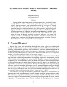 Systematics of Nuclear Surface Vibrations in Deformed Nuclei Jonathan Engel (PI) Jun Terasaki (co-PI) Abstract Modern nuclear ground-state density-functional theory (DFT) works best in heavy