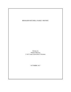 BENJAMIN MITCHELL FAMILY HISTORY  Written by William Bauman C & O Canal Association Volunteer