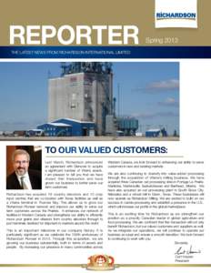 Reporter  Spring 2013 The Latest News From Richardson International Limited