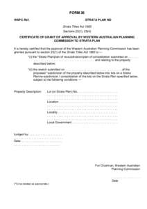 Strata title / Subdivision / Western Australian Planning Commission / Strata SE1 / Law / Property / Real estate / Australian property law / Property law