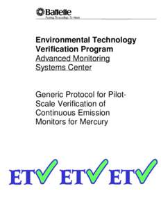 Generic Protocol for Pilot-Scale Verification of Continuous Emission Monitors for Mercury