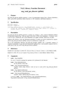 g05 – Random Number Generators  g05tdc NAG Library Function Document nag_rand_gen_discrete (g05tdc)