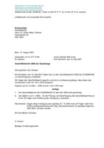 Urheberrecht und verwandte Schutzrechte  Einschreiben SUISSIMAGE Herrn Dr. Dieter Meier, Direktor Neuengasse 23