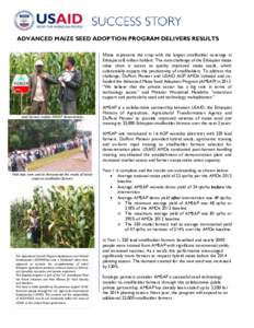 ADVANCED MAIZE SEED ADOPTION PROGRAM DELIVERS RESULTS Maize represents the crop with the largest smallholder coverage in Ethiopia at 8 million holders. The main challenge of the Ethiopian maize value chain is access to q