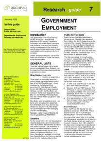 Research guide  GOVERNMENT EMPLOYMENT  January 2010