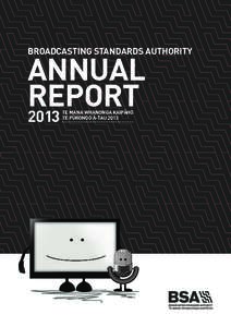 BROADCASTING STANDARDS AUTHORITY  ANNUAL REPORT 2013