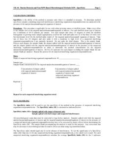 SOP for the Single Laboratory Validation of Marine Biotoxin and Non-MPN Based Microbiological Methods