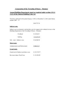 Corporation of the Township of Douro – Dummer Annual Building Department report as required under section[removed]of the Ontario Building Code Act Total fees collected for the period January[removed]to December 3
