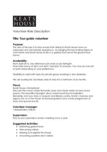 Keats House volunteer role description 2015_tour guide