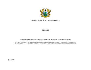    MINISTRY OF YOUTH AND SPORTS REPORT