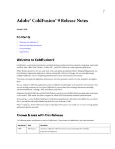 Adobe® ColdFusion® 9 Release Notes