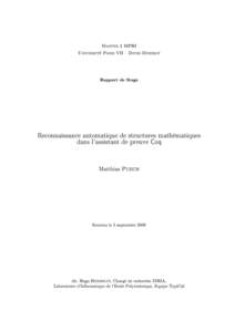 Master 2 MPRI Université Paris VII  Denis Diderot Rapport de Stage  Reconnaissance automatique de structures mathématiques